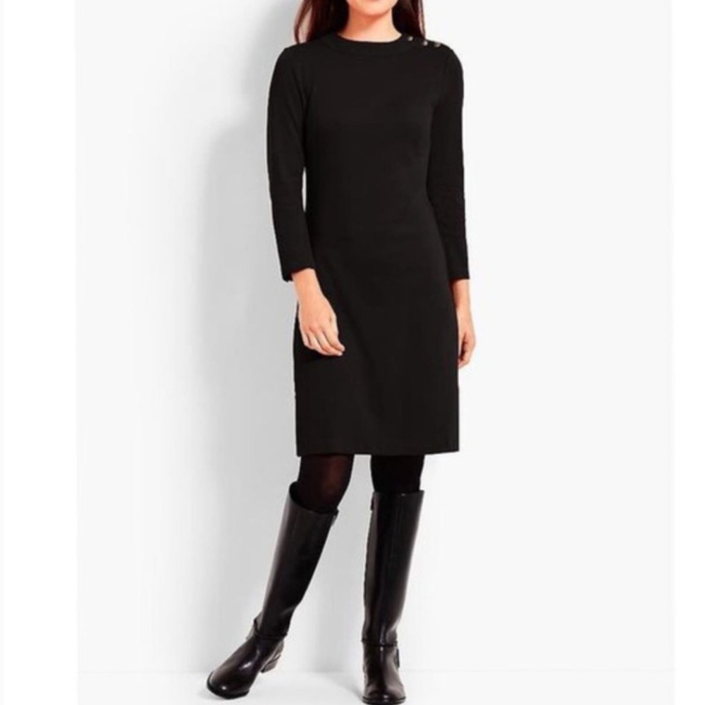 Talbots black long sleeve v back scoop‎ neck sheath dress plus size 20